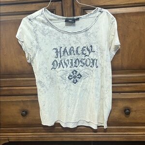 Harley-Davidson Women's Cream Cross Logo Graphic Tee